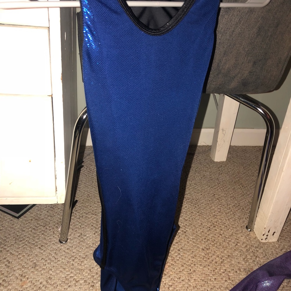 Blue and black alpha factor leotard